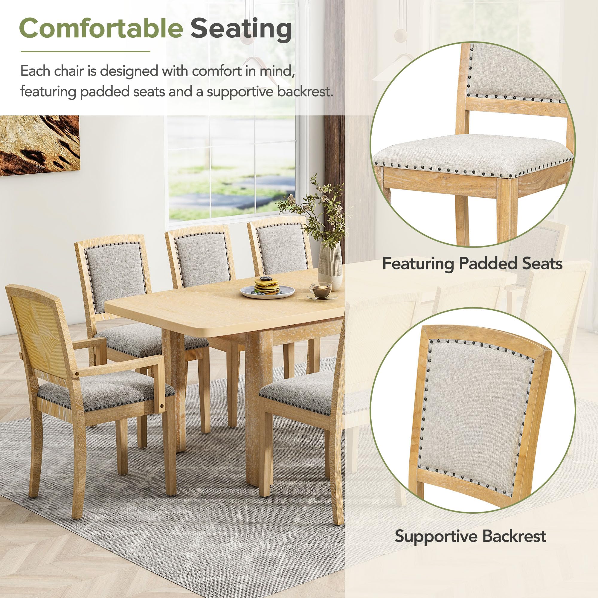 Amazon.com - 84'' Dining Table Set for 8, with 24